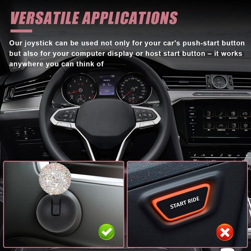 LHDOS Car Push Start Button Cover, Rhinestone Engine Start Stop Button Joystick Covers, One-Button Push to Start Rocker Cover, Car Interior Decoration Accessories for Cars, Computers, and More (Multicolor) - Image 5